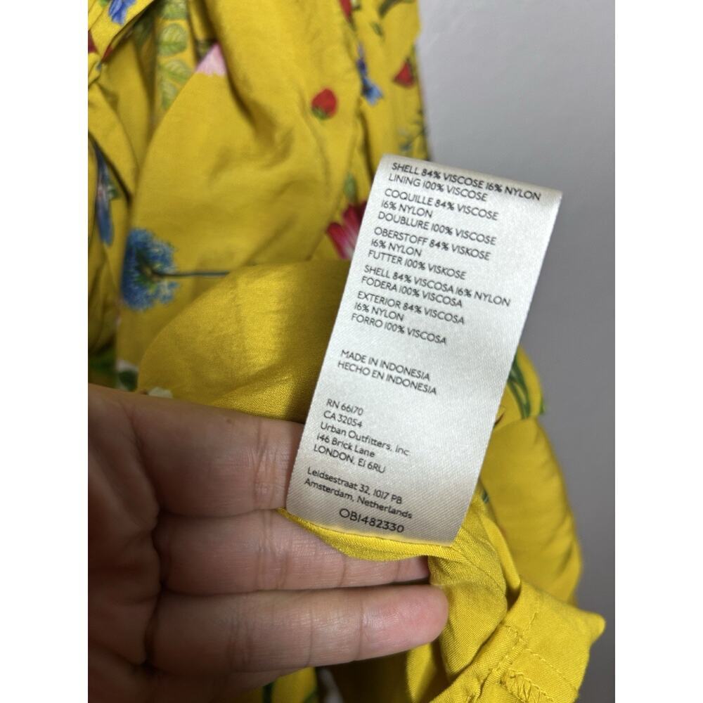 Anthropologie Yellow Floral Ruffle Mini Dress - Picture 7 of 11